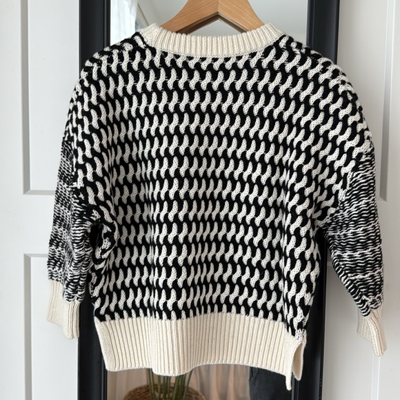 rag & bone Black and Cream Textured Crew Sweater - Picture 5 of 6